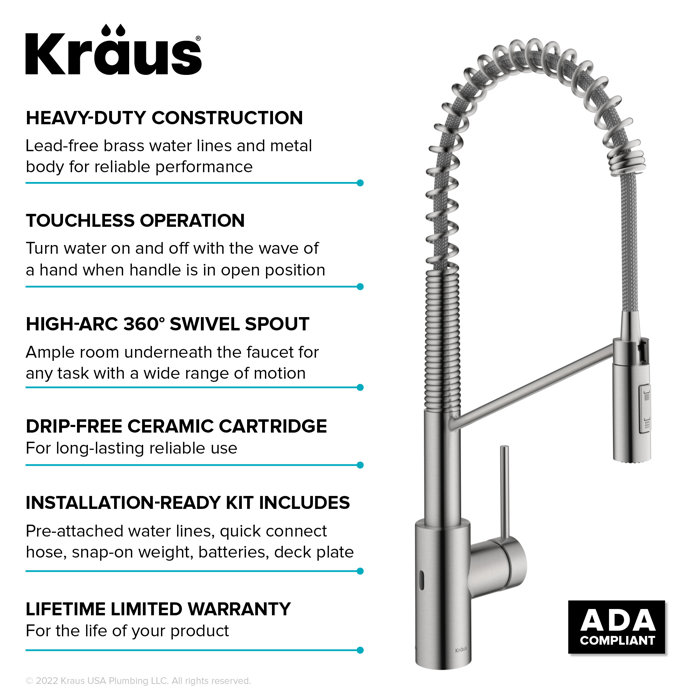 KRAUS Oletto Touchless Sensor Commercial PullDown Single Handle